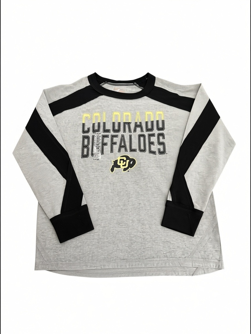 GIII 4Her Colorado Buffaloes Tee Womens Lrg Gray Long Sleeve Raglan NWT NCAA